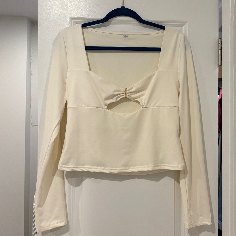 White Long Sleeve Crop Top